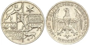 3 Mark / 3 Reichsmark República de Weimar (1918-1933) Plata 