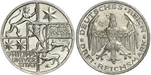 3 Mark / 3 Reichsmark República de Weimar (1918-1933) Plata 