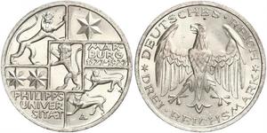 3 Mark / 3 Reichsmark República de Weimar (1918-1933) Plata 