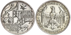 3 Mark / 3 Reichsmark República de Weimar (1918-1933) Plata 