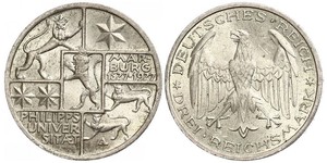 3 Mark / 3 Reichsmark República de Weimar (1918-1933) Plata 