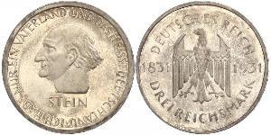 3 Mark / 3 Reichsmark Weimarer Republik (1918-1933) Silber 