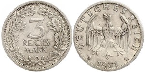 3 Mark / 3 Reichsmark Weimarer Republik (1918-1933) Silber 