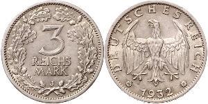 3 Mark / 3 Reichsmark Weimar Republic (1918-1933) Silver 