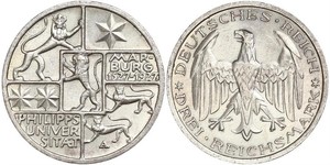 3 Mark / 3 Reichsmark Weimar Republic (1918-1933) Silver 