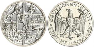 3 Mark / 3 Reichsmark Weimar Republic (1918-1933) Silver 