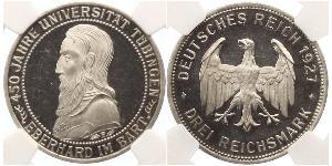 3 Mark / 3 Reichsmark 魏瑪共和國 (1919 - 1933) 銀 