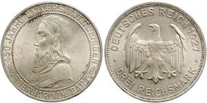 3 Mark / 3 Reichsmark 魏瑪共和國 (1919 - 1933) 銀 