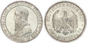 3 Mark / 3 Reichsmark 魏瑪共和國 (1919 - 1933) 銀 