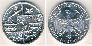 3 Mark / 3 Reichsmark 魏瑪共和國 (1919 - 1933) 銀 