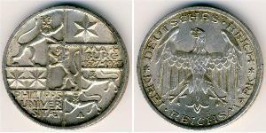 3 Mark / 3 Reichsmark 魏瑪共和國 (1919 - 1933) 銀 