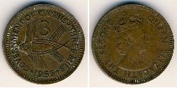 3 Mill British Cyprus (1878 - 1960) Bronze Elizabeth II (1926-2022)