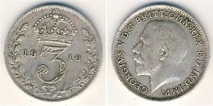 3 Penny Royaume-Uni Argent 