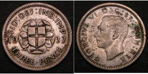 3 Penny Royaume-Uni Argent 