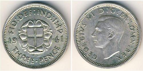 3 Penny Royaume-Uni Argent 