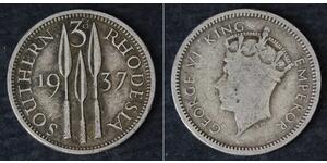 3 Penny Southern Rhodesia (1923-1980) Argent George VI (1895-1952)