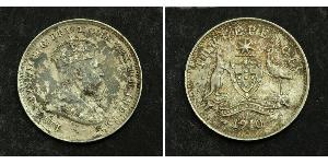 3 Penny Ôstralie (1788 - 1939) Argent Édouard VII (1841-1910)