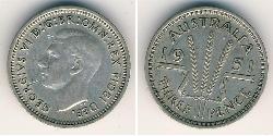 3 Penny Australia (1939 - ) Argento Giorgio VI (1895-1952)