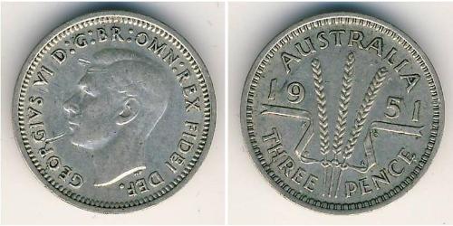 3 Penny Australia (1939 - ) Argento Giorgio VI (1895-1952)
