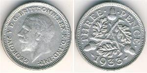 3 Penny Regno Unito (1922-) Argento Giorgio V (1865-1936)