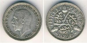 3 Penny Regno Unito (1922-) Argento Giorgio V (1865-1936)