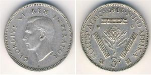 3 Penny Sudafrica (1910 - ) Argento Giorgio VI (1895-1952)