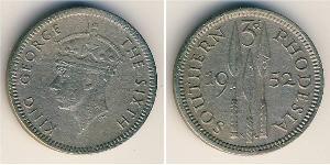 3 Penny Southern Rhodesia (1923-1980) Copper/Nickel George VI (1895-1952)