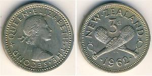 3 Penny Nouvelle-Zélande Cuivre/Nickel 