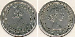 3 Penny Southern Rhodesia (1923-1980) Kupfer/Nickel Elizabeth II (1926-2022)