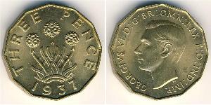 3 Penny Royaume-Uni Laiton 