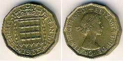 3 Penny Vereinigtes Königreich Messing 