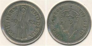 3 Penny Southern Rhodesia (1923-1980) Níquel/Cobre Jorge VI (1895-1952)