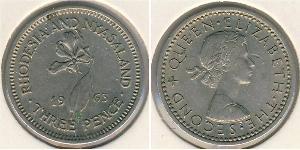 3 Penny Southern Rhodesia (1923-1980) Níquel/Cobre Isabel II (1926-2022)