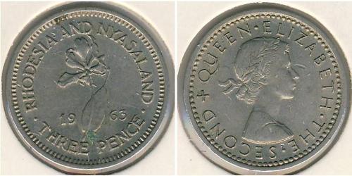 3 Penny Southern Rhodesia (1923-1980) Níquel/Cobre Isabel II (1926-2022)