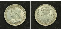 3 Penny Reino Unido Plata Victoria (1819 - 1901)