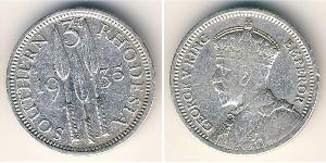 3 Penny Southern Rhodesia (1923-1980) Plata 