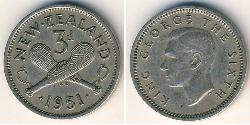 3 Penny Nuova Zelanda Rame/Nichel Giorgio VI (1895-1952)