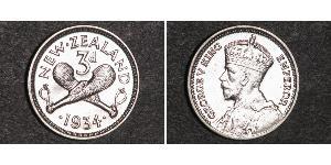 3 Penny Neuseeland Silber George V (1865-1936)