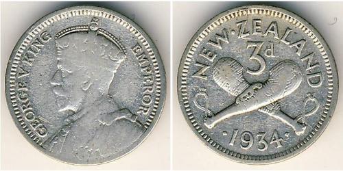 3 Penny Neuseeland Silber George V (1865-1936)