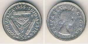 3 Penny Südafrika (1910 - ) Silber Elizabeth II (1926-2022)