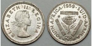 3 Penny South Africa (1910 - ) Silver Elizabeth II (1926-2022)
