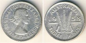 3 Penny Australie (1939 - )  Elizabeth II (1926-2022)