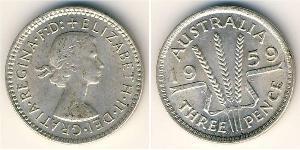 3 Penny Australien (1939 - )  Elizabeth II (1926-2022)