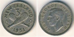 3 Penny 新西兰 銅/镍 乔治六世 (1895-1952)