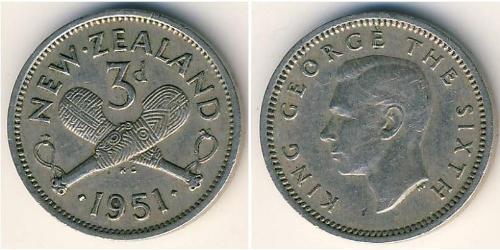 3 Penny 新西兰 銅/镍 乔治六世 (1895-1952)