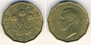 3 Penny 英国 黃銅 