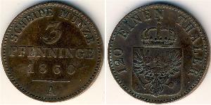 3 Pfennig Reino de Prusia (1701-1918) Cobre 