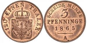 3 Pfennig Reino de Prusia (1701-1918) Cobre 