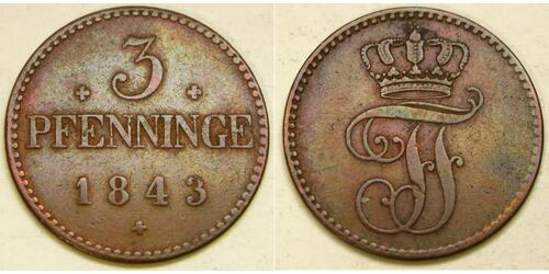 3 Pfennig States of Germany Cobre 