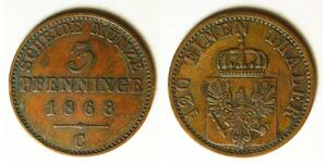 3 Pfennig Kingdom of Prussia (1701-1918) Copper 